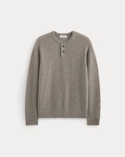 Alternative view of Henley in Wool Cashmere | Light Heathered Taupe