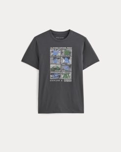 Alternative view of The Everlane x Parks Project Essential Organic Crew | Forged Iron / Natural / Granada Sky Blue / Green