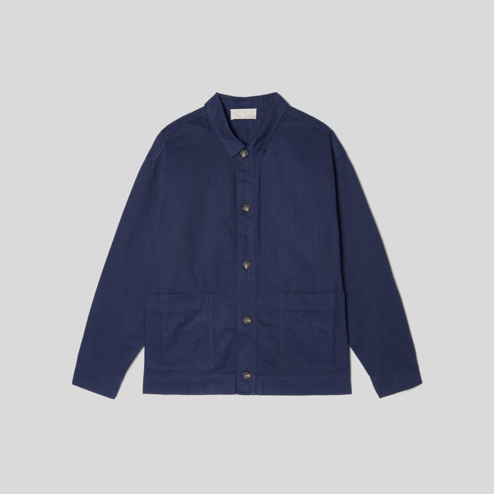 The Organic Cotton Herringbone Utility Jacket | Navy - Image 2