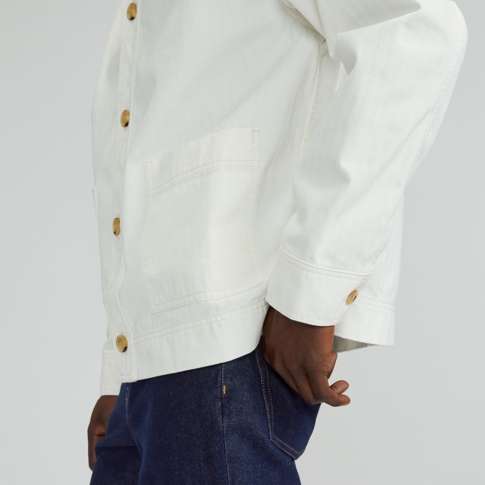 The Organic Cotton Herringbone Utility Jacket | Bone - Image 5