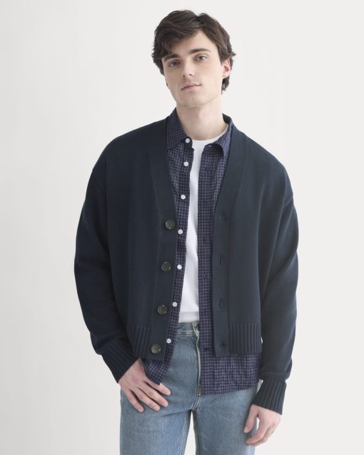 Cropped Cardigan in Everyday Cotton | Deep Navy