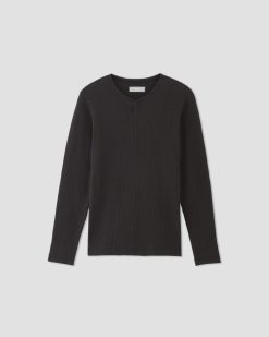 Alternative view of The Waffle Long-Sleeve Henley | Black