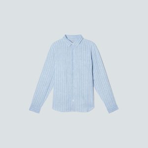 Alternative view of The Classic Shirt in Linen | White / Blue