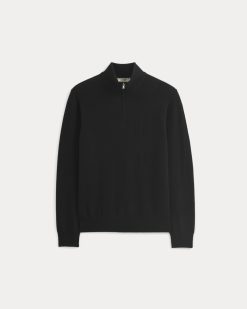 Alternative view of Cashmere Quarter Zip Sweater |  Black