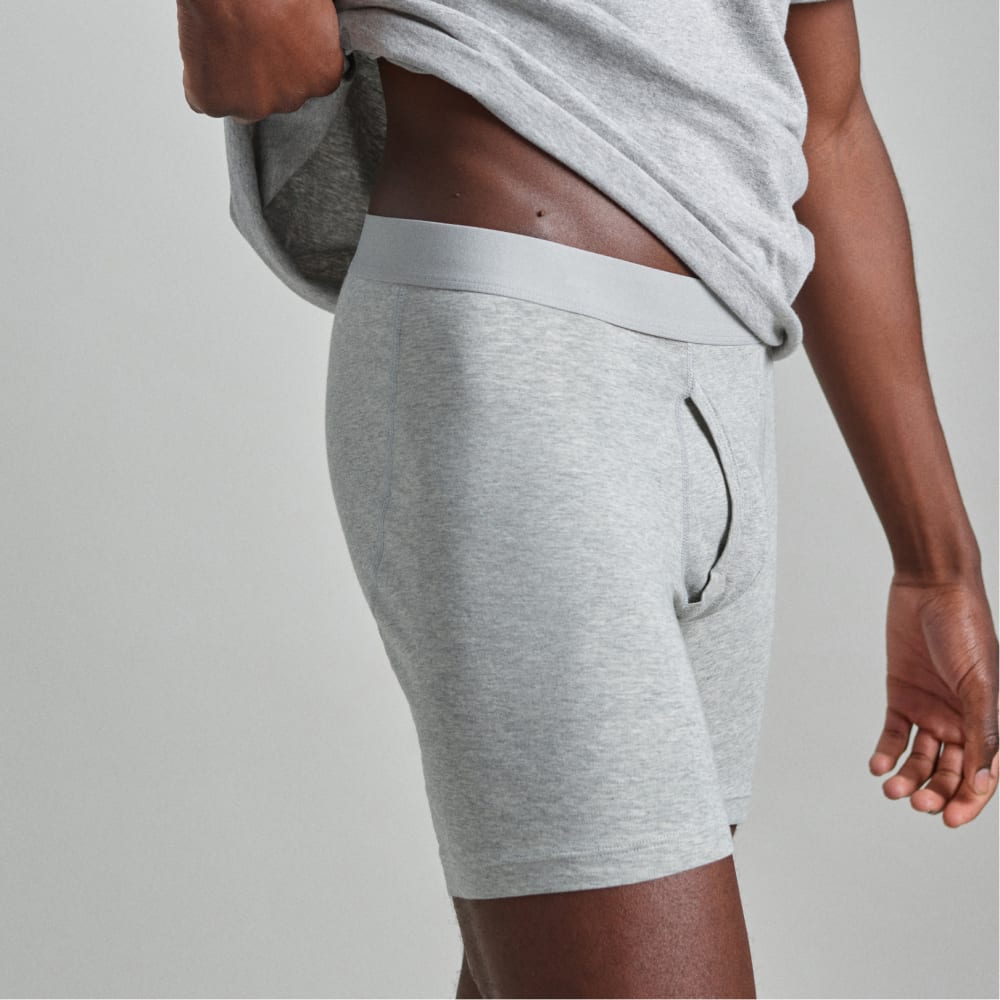 The Supima® Longer Boxer Brief | Uniform | Heathered Grey - Image 2