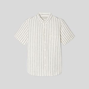 Alternative view of The Classic Short-Sleeve Shirt in Linen | Black / Canvas Tan