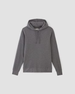 Alternative view of The Waffle-Knit Hoodie | Heathered Charcoal