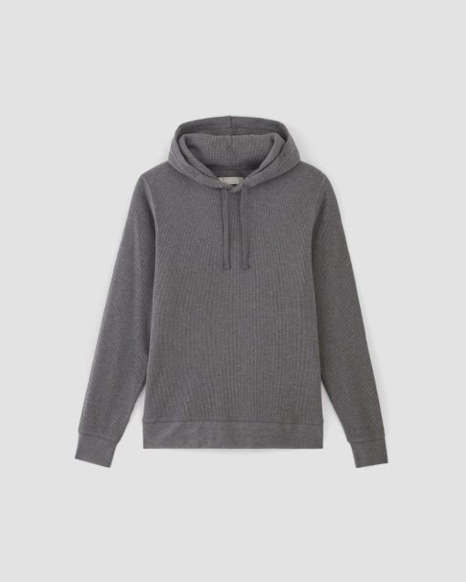 Alternative view of The Waffle-Knit Hoodie | Heathered Charcoal