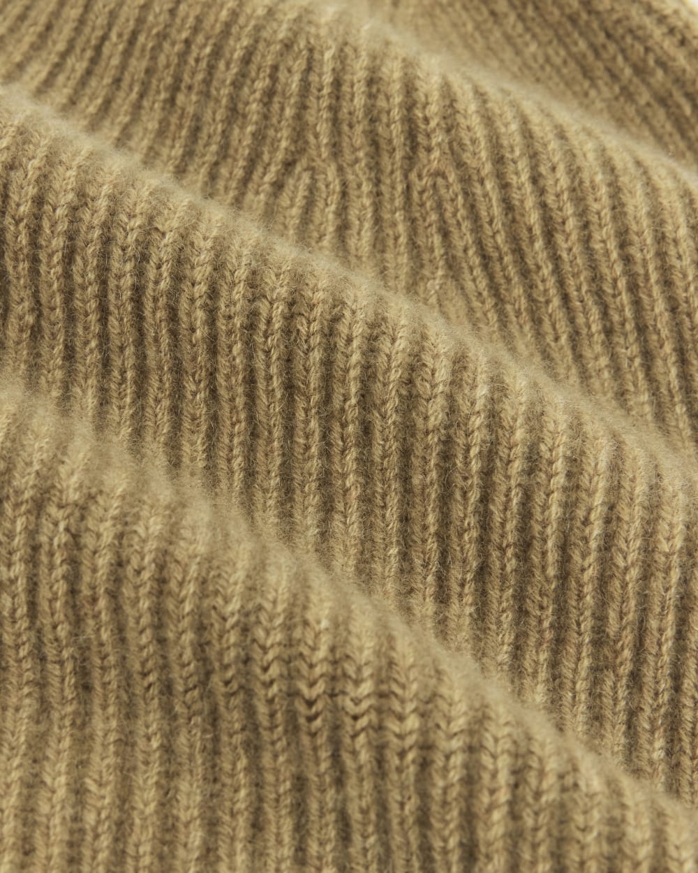 The Cashmere Ribbed Beanie | Dark Heathered Camel - Image 4