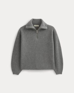 Alternative view of The Half-Zip Sweater in Luxe Merino | Heathered Mid-Grey