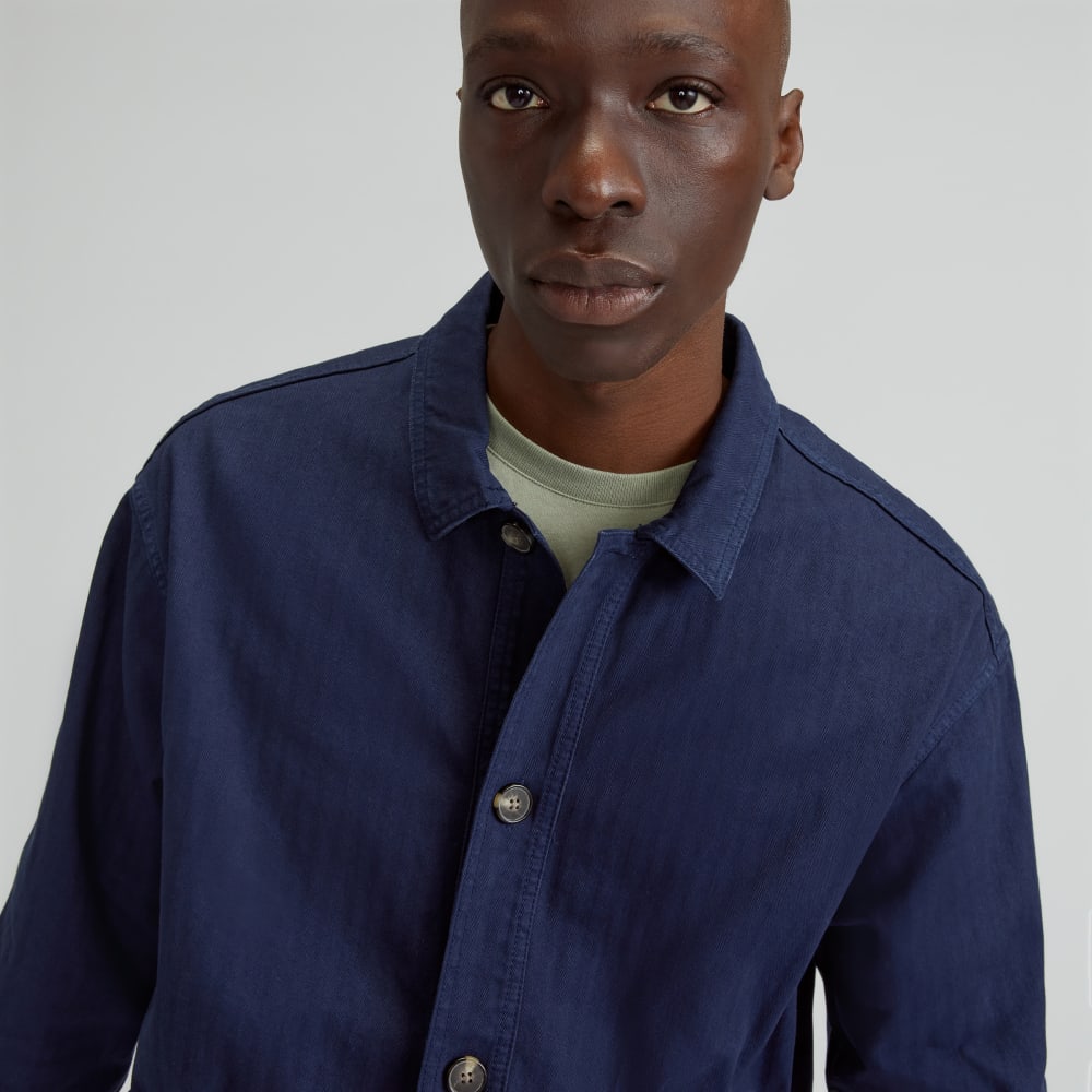 The Organic Cotton Herringbone Utility Jacket | Navy - Image 4