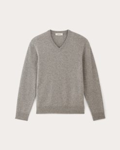 Alternative view of The Cashmere V-Neck Sweater | Light Heather Grey
