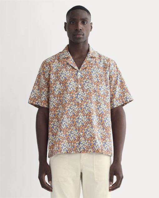 The Textured Resort Shirt | Soft Cobalt Floral