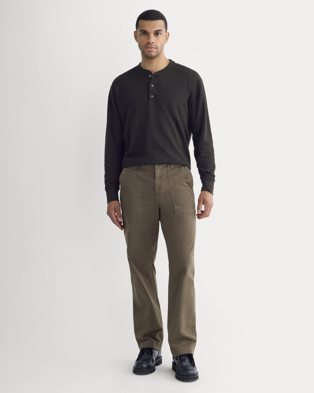 Thermal Henley in Cozy Waffle | Black - Image 3