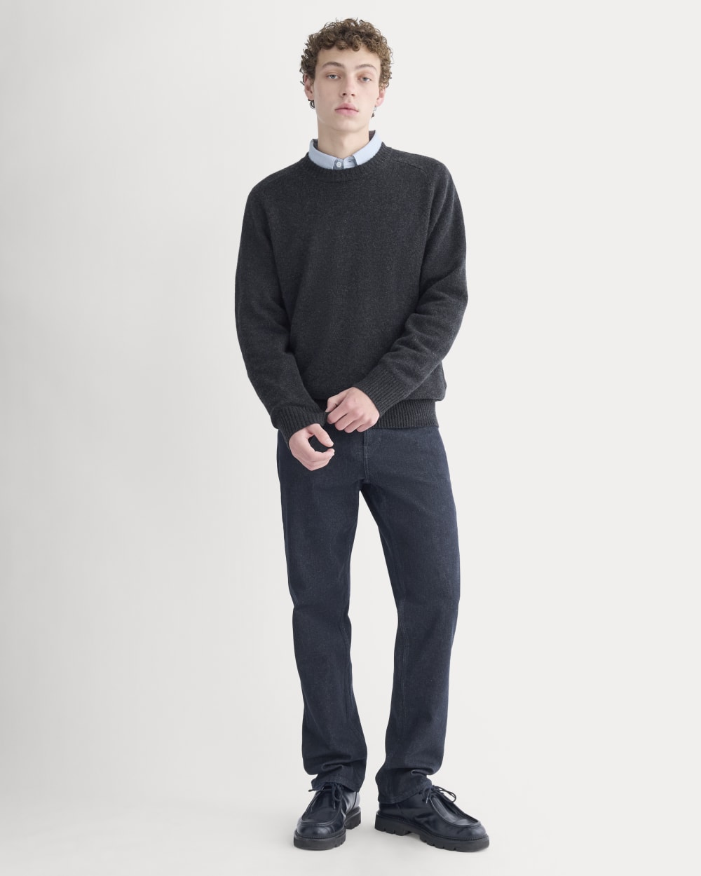 Midweight Cashmere Crew | Heathered Black - Image 3
