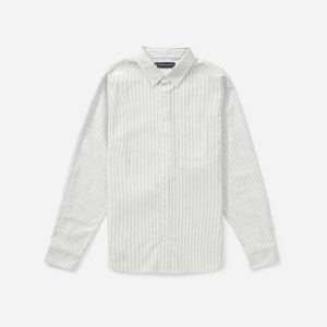 The Standard Fit Japanese Oxford Shirt | Uniform | White / Black Stripe | Tall
