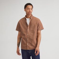 The Organic Short Sleeve Oxford Shirt | Carob Brown