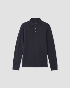 Alternative view of The Long-Sleeve Pique Polo | Deep Navy