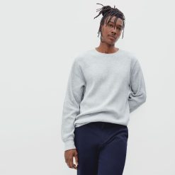 Alternative view of The Waffle Long-Sleeve Crew Tee | Heathered Light Grey