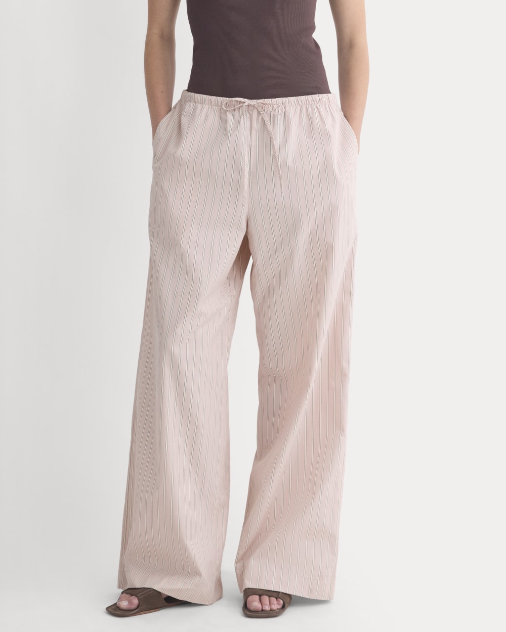 Wide-Leg Drawstring Pant in Washed Poplin | Burnished Lilac/Gardenia - Image 3