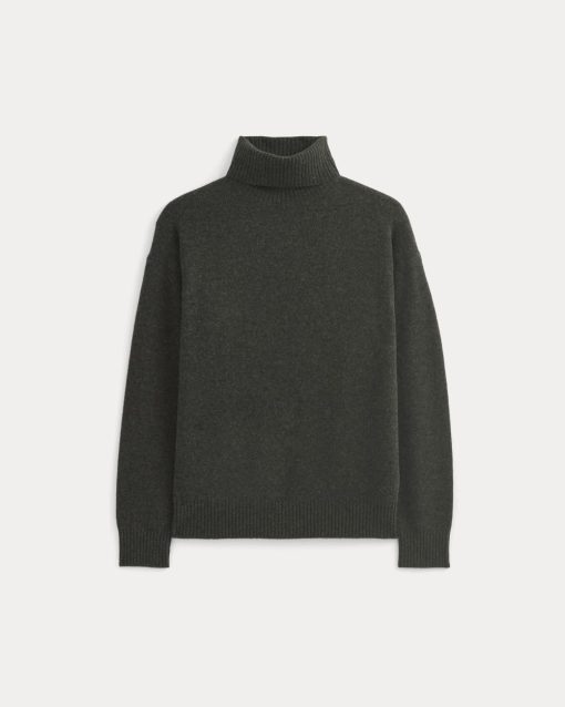 Alternative view of Luxe Merino Relaxed Turtleneck | Heathered Black