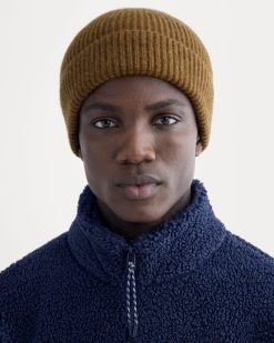 Alternative view of The Cashmere Ribbed Beanie | Heathered Toffee