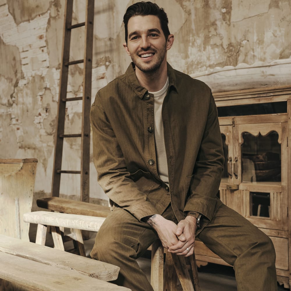 The Organic Cotton Herringbone Utility Jacket | Beech - Image 7